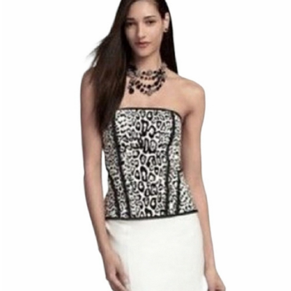 White House Black Market Leopard Corset Top